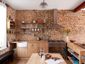 Contemporary Exposed Brick Kitchen