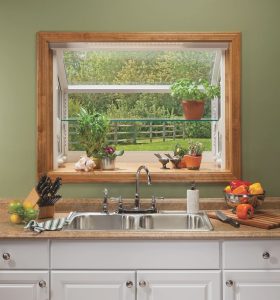 Kitchen Bay Window Over Sink with Mirror