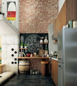 Small Exposed Brick Kitchen