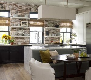Trendy Exposed Brick Kitchen