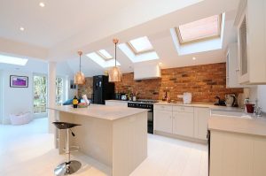 White Exposed Brick Kitchen