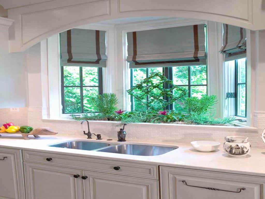 White Kitchen Sink Bay Window