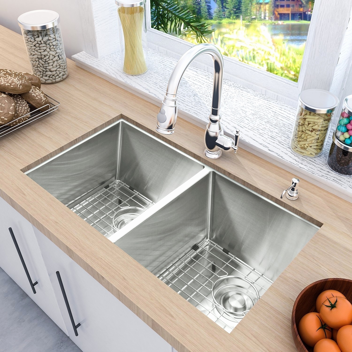 19x33 Double Bowl Kitchen Sink