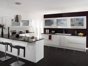 Dark Floor White Kitchen