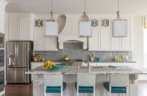 Grey Kitchen Cabinets With Subway Tile Backsplash