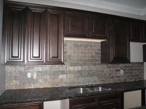 Kitchen With Grey Subway Tile Backsplash