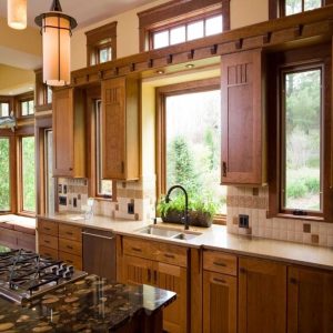 Wooden Kitchen Bay Window Over Sink